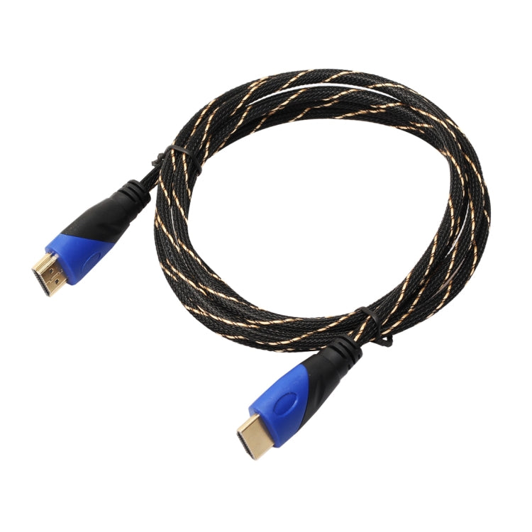 1,8 m HDMI 1,4 versión 1080P línea de red tejida azul negro cabeza HDMI macho a HDMI macho Cable adaptador de conector de Audio y vídeo, Length: 1.8m