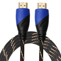 3m HDMI 1,4 versión 1080P línea de red tejida azul negro cabeza HDMI macho a HDMI macho Audio Video Cable adaptador de conector, Length: 3m