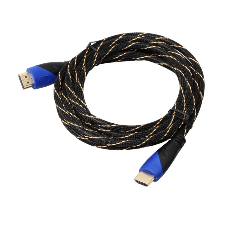 3m HDMI 1,4 versión 1080P línea de red tejida azul negro cabeza HDMI macho a HDMI macho Audio Video Cable adaptador de conector, Length: 3m