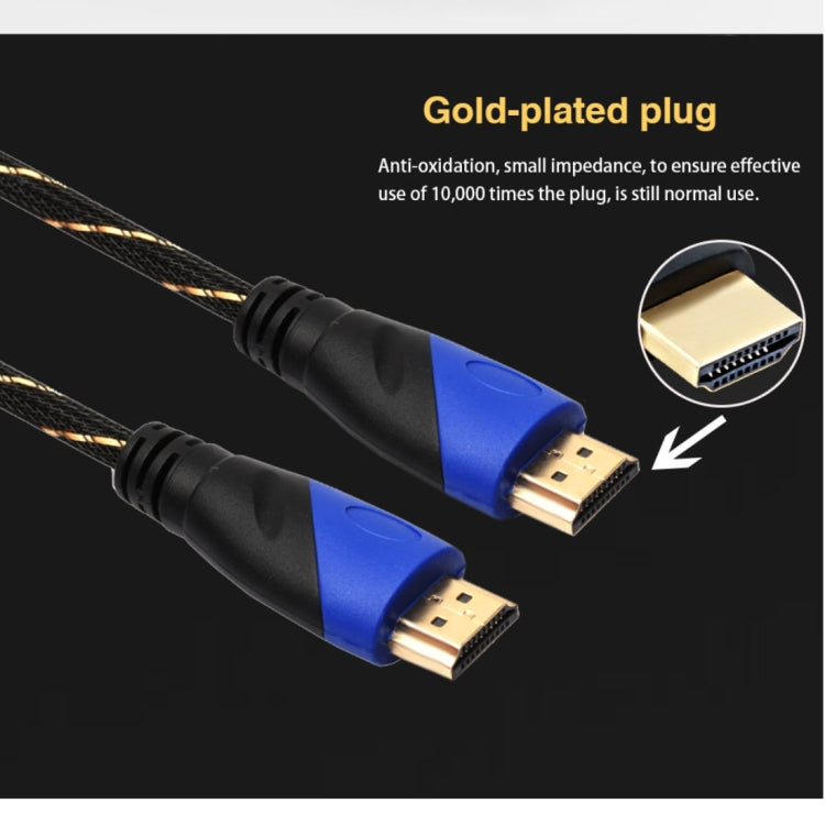 3m HDMI 1,4 versión 1080P línea de red tejida azul negro cabeza HDMI macho a HDMI macho Audio Video Cable adaptador de conector, Length: 3m