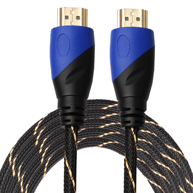 5m HDMI 1,4 versión 1080P línea de red tejida azul negro cabeza HDMI macho a HDMI macho Audio Video Cable adaptador de conector, Length: 5m