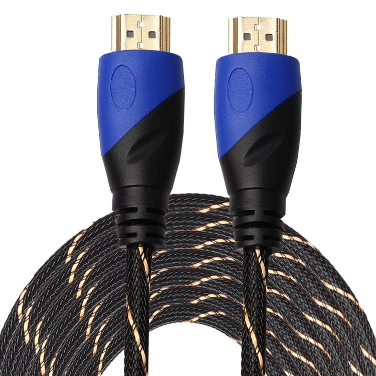 15m HDMI 1,4 versión 1080P línea de red tejida azul negro cabeza HDMI macho a HDMI macho Audio Video Cable adaptador de conector, Length: 15m