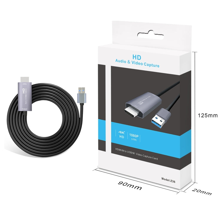 Tarjeta de captura de video HD Z36 HDMI macho a USB macho, longitud del cable: 2 m, HDMI to USB