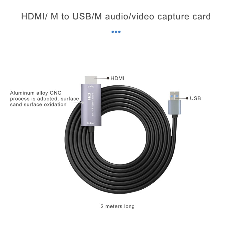 Tarjeta de captura de video HD Z36 HDMI macho a USB macho, longitud del cable: 2 m, HDMI to USB