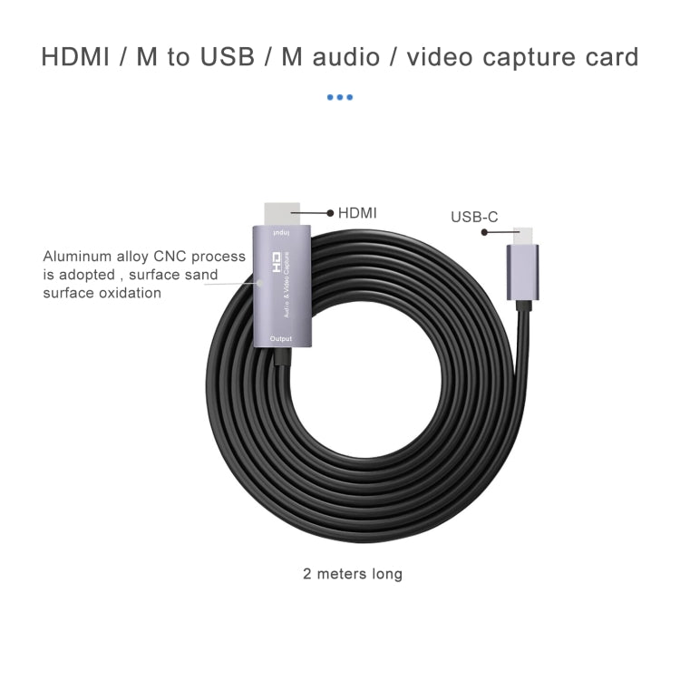 Tarjeta de captura de video HD Z36A HDMI macho a USB-C / Type-C macho, longitud del cable: 2 m, HDIMI to Type-C