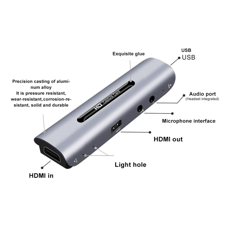 Z35 HDMI Hembra + Micrófono a HDMI Hembra + Audio + Tarjeta de Captura de Audio y Video HD USB con Bucle, Z35