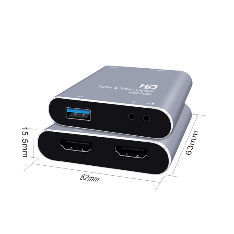 Z37 HDMI Hembra + Micrófono a HDMI Hembra + Audio + Tarjeta de Captura de Audio y Video HD USB con Bucle, Z37