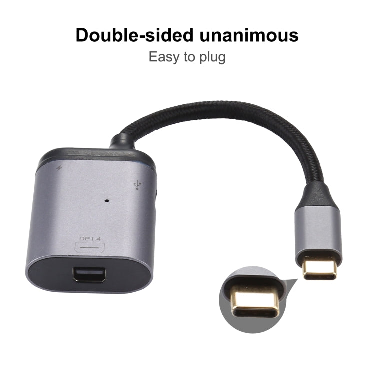 Cable adaptador de sincronización de datos 4K USB-C / Type-C a Mini DisplayPort 1.4 + PD, Type-C to Mini DP