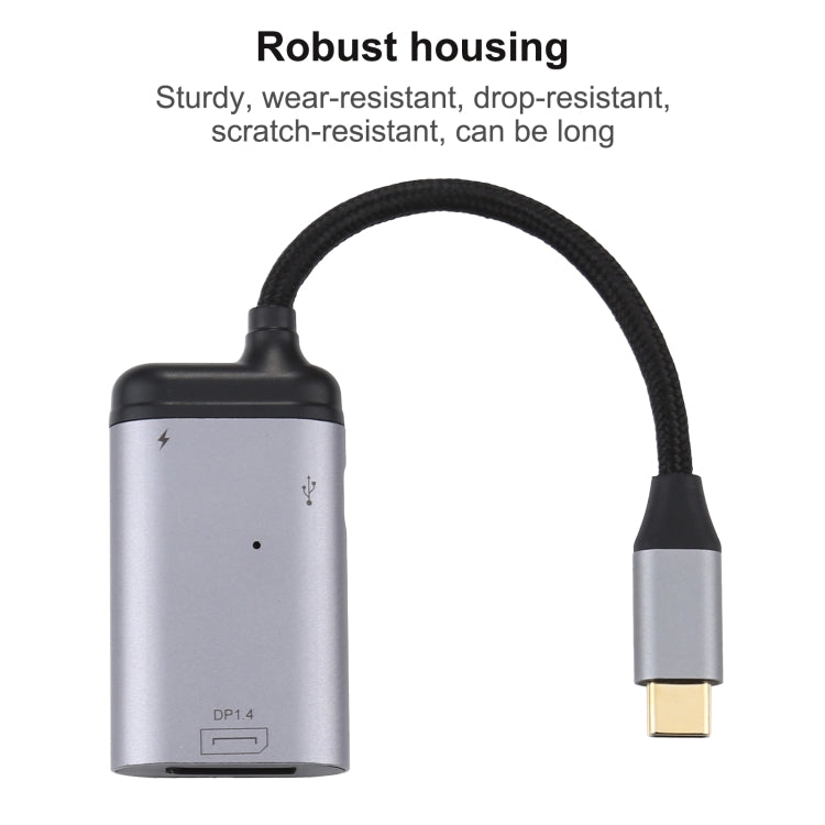 Cable adaptador de sincronización de datos 4K USB-C / Type-C a DisplayPort 1.4 + PD, Type-C to DP