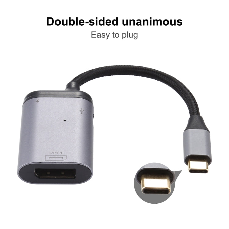 Cable adaptador de sincronización de datos 4K USB-C / Type-C a DisplayPort 1.4 + PD, Type-C to DP