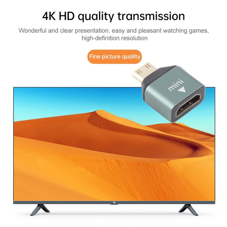 Mini HDMI macho a HDMI hembra adaptador de cabeza chapado en oro, Mini HDMI Male to HDMI Female