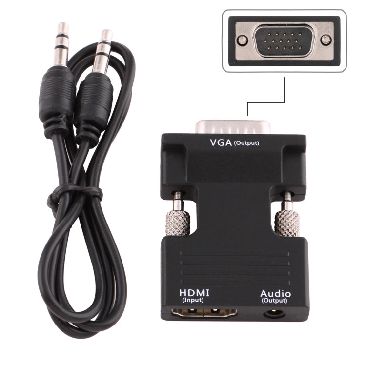 Convertidor HDMI hembra a VGA macho con adaptador de salida de audio para proyector, monitor, televisores, HDMI to VGA+Audio