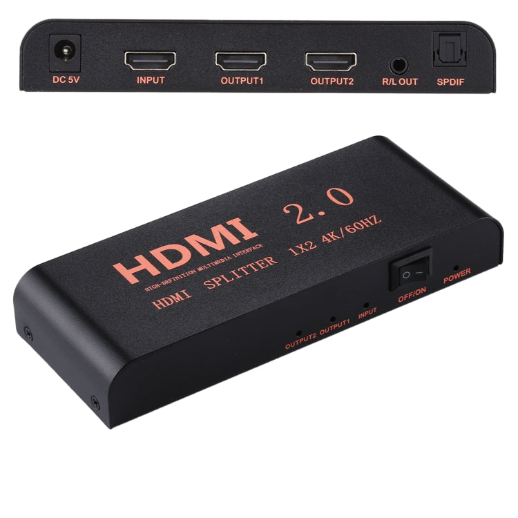 CY-041 Divisor 1X2 HDMI 2.0 4K/60Hz, Enchufe UE, 1X2