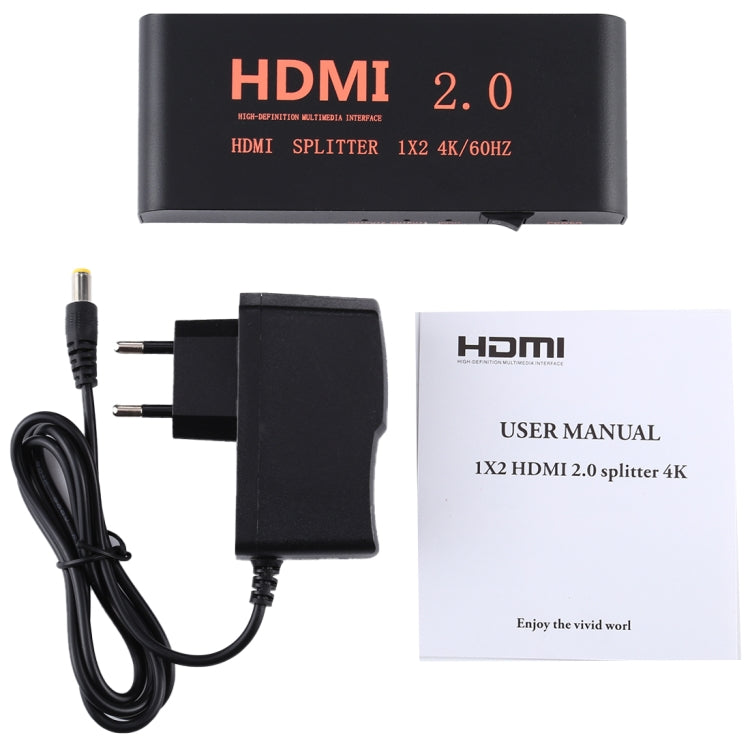 CY-041 Divisor 1X2 HDMI 2.0 4K/60Hz, Enchufe UE, 1X2