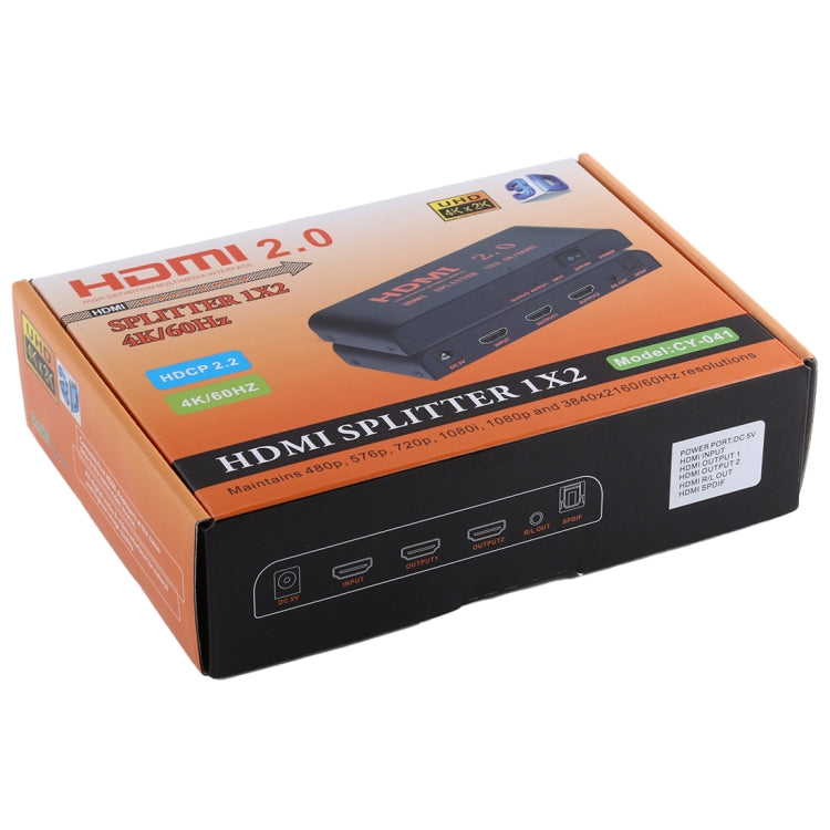 CY-041 Divisor 1X2 HDMI 2.0 4K/60Hz, Enchufe UE, 1X2