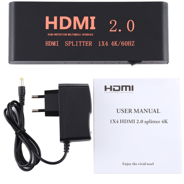 CY-042 Divisor 1X4 HDMI 2.0 4K/60Hz, enchufe UE, 1X4