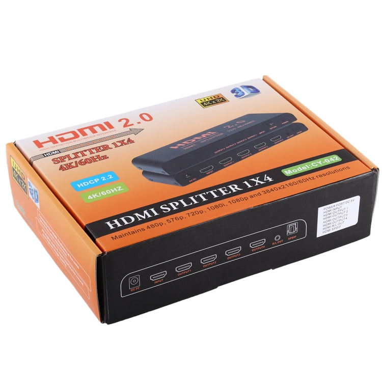 CY-042 Divisor 1X4 HDMI 2.0 4K/60Hz, enchufe UE, 1X4