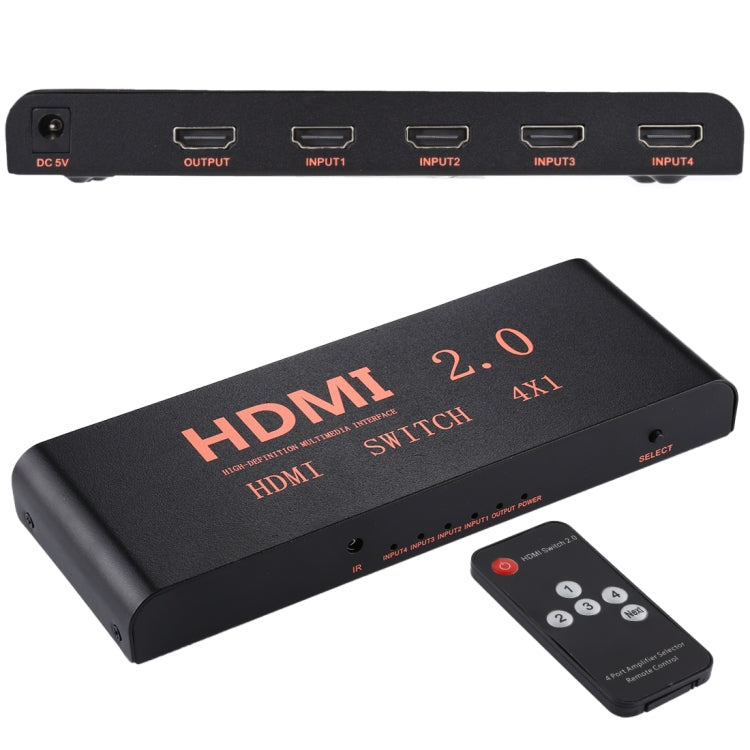 Conmutador 4X1 4K/60Hz HDMI 2.0 con control remoto, enchufe UE, 4X1
