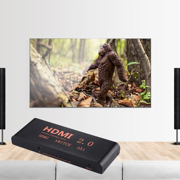 Conmutador HDMI 2.0 5X1 4K/60Hz con control remoto, enchufe UE, 5X1