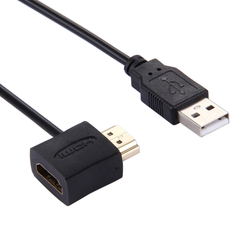 Cable adaptador de conector macho HDMI hembra + HDMI macho a USB 2.0 de 50 cm, HDMI Female + Male