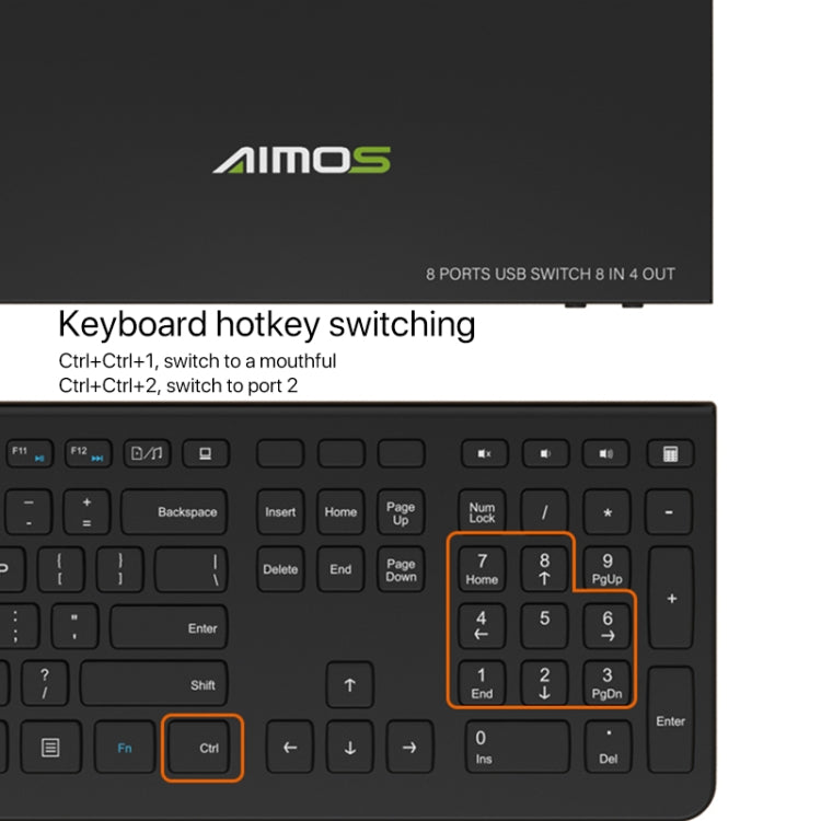 AIMOS AM-KM804 USB 8 entradas y 4 salidas, AM-KM804