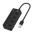 Onten 5301 Extensor Divisor USB 3.0 Macho a 4 USB 2.0 Hembra con Interruptor Independiente, 5301