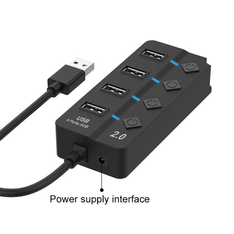 Onten 5301 Extensor Divisor USB 3.0 Macho a 4 USB 2.0 Hembra con Interruptor Independiente, 5301