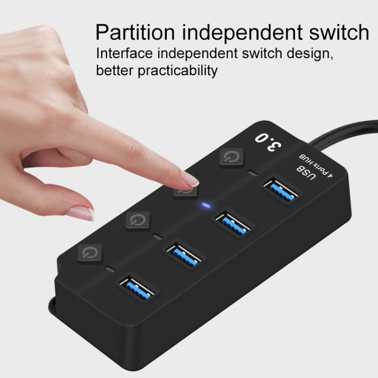 Onten 5301 Extensor Divisor USB 3.0 Macho a 4 USB 2.0 Hembra con Interruptor Independiente, 5301