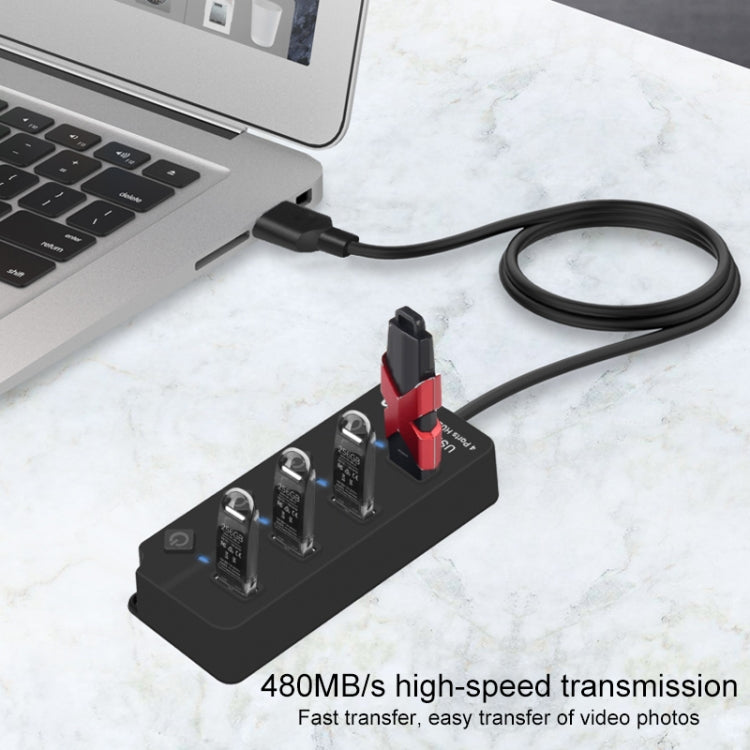 Onten 5301 Extensor Divisor USB 3.0 Macho a 4 USB 2.0 Hembra con Interruptor Independiente, 5301