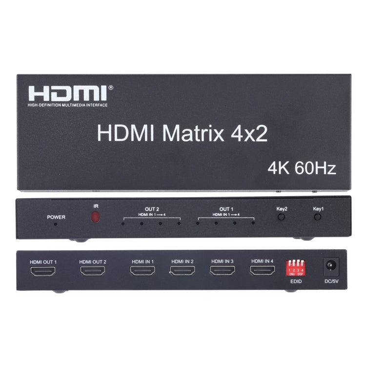 Conmutador/divisor de matriz HDMI 4x2 con control remoto, compatible con ARC / MHL / 4Kx2K / 3D, entrada HDMI de 4 puertos, salida HDMI de 2 puertos, Support ARC / MHL / 4Kx2K / 3D