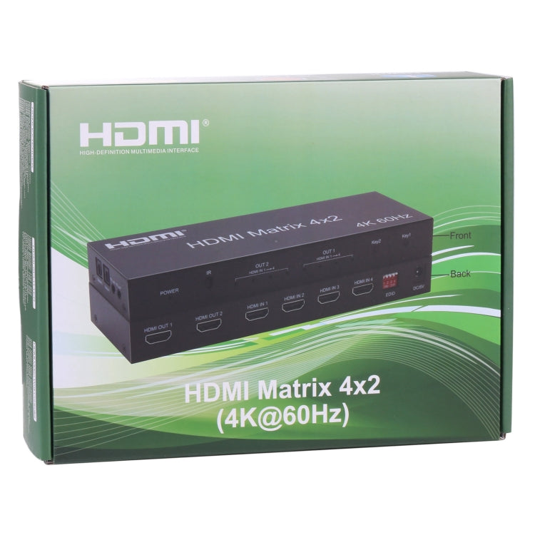 Conmutador/divisor de matriz HDMI 4x2 con control remoto, compatible con ARC / MHL / 4Kx2K / 3D, entrada HDMI de 4 puertos, salida HDMI de 2 puertos, Support ARC / MHL / 4Kx2K / 3D
