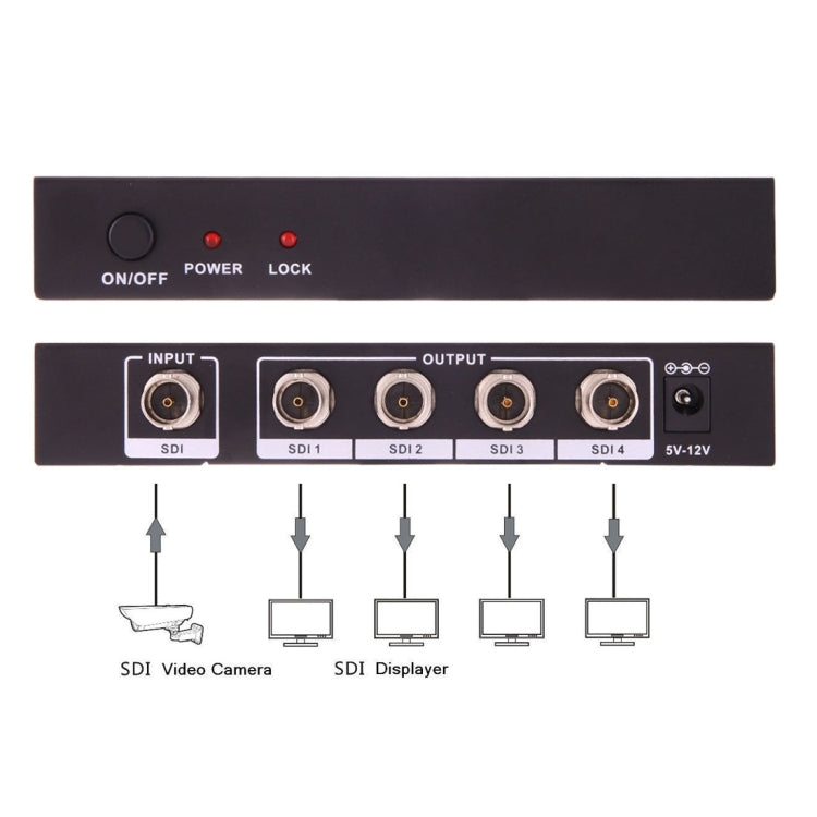 Adaptador de vídeo divisor NEWKENG S114 SDI / HD-SDI / 3G-SDI 1X4