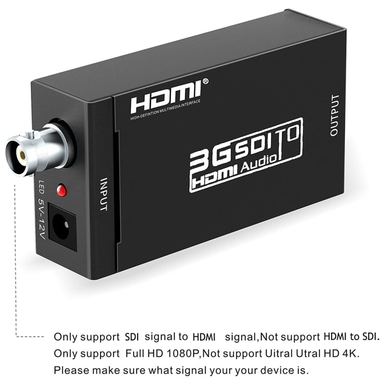 NEWKENG S008 Convertidor de vídeo Mini SD-SDI / HD-SDI / 3G-SDI a HDMI, S008 Mini SD-SDI / HD-SDI / 3G-SDI to HDMI