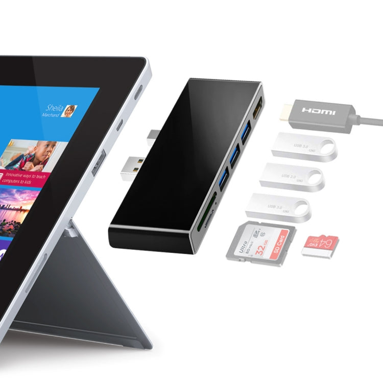 ROCKETEK SK-S4H 3 x USB 3.0 + HDMI + Lector de Tarjetas de Memoria SD/TF HUB 4K Adaptador HDMI, SK-S4H