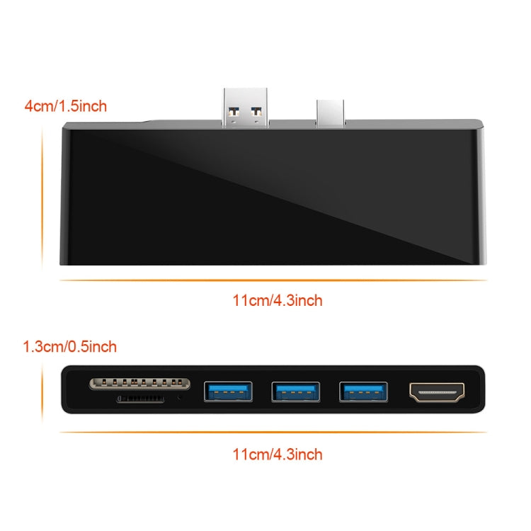 ROCKETEK SK-S5H 3 x USB 3.0 + HDMI + Lector de Tarjetas de Memoria SD/TF HUB 4K Adaptador HDMI, SK-S5H