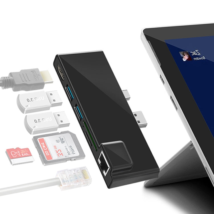 ROCKETEK SK-S5HL RJ45 + 2 x USB 3.0 + HDMI + Lector de Tarjetas de Memoria SD/TF HUB 4K Adaptador HDMI, SK-S5HL