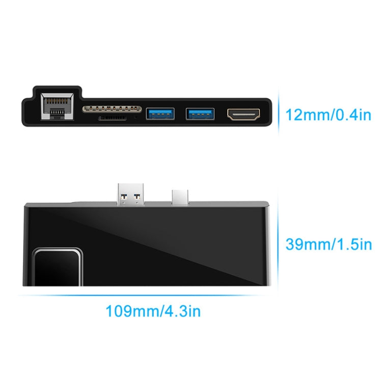 ROCKETEK SK-S5HL RJ45 + 2 x USB 3.0 + HDMI + Lector de Tarjetas de Memoria SD/TF HUB 4K Adaptador HDMI, SK-S5HL