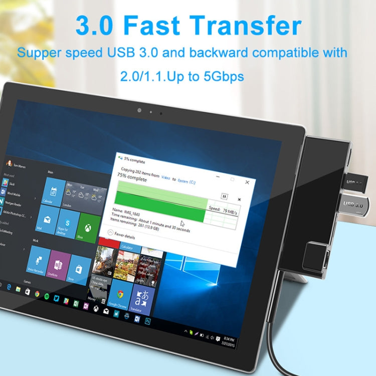 ROCKETEK SK-SH3L RJ45 + 2 x USB 3.0 + HDMI + Lector de Tarjetas de Memoria SD/TF HUB 4K Adaptador HDMI, SK-SH3L