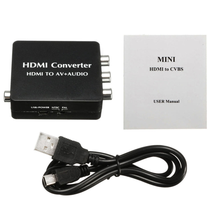 Convertidor de Audio HDMI a AV compatible con Audio Coaxial SPDIF NTSC PAL vídeo compuesto adaptador HDMI a 3RCA para TV/PC/PS3/DVD Blue-ray, AV + Aduio