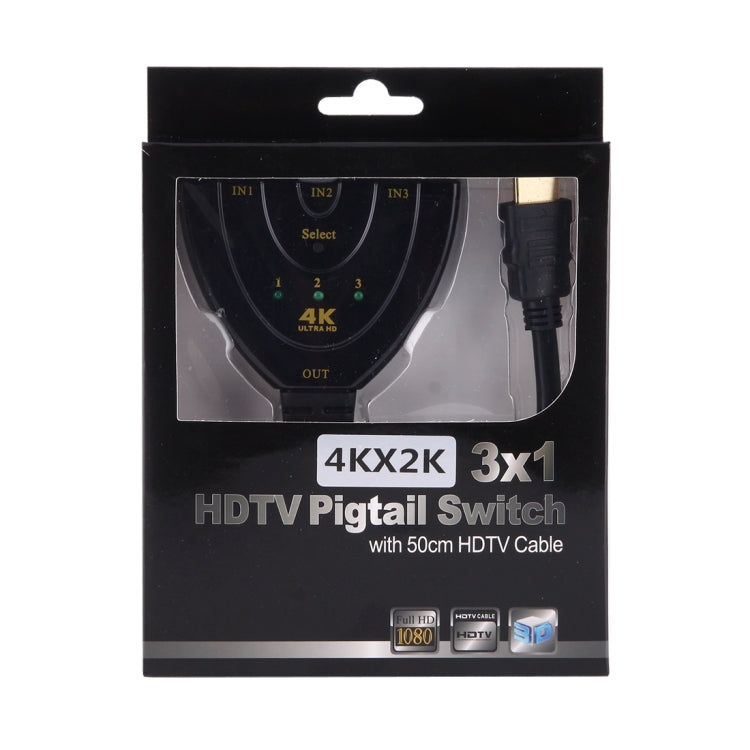 3 en 1 entrada HDMI 4K x 2K HDTV adaptador de interruptor Pigtail divisor HDMI, 1 in 3