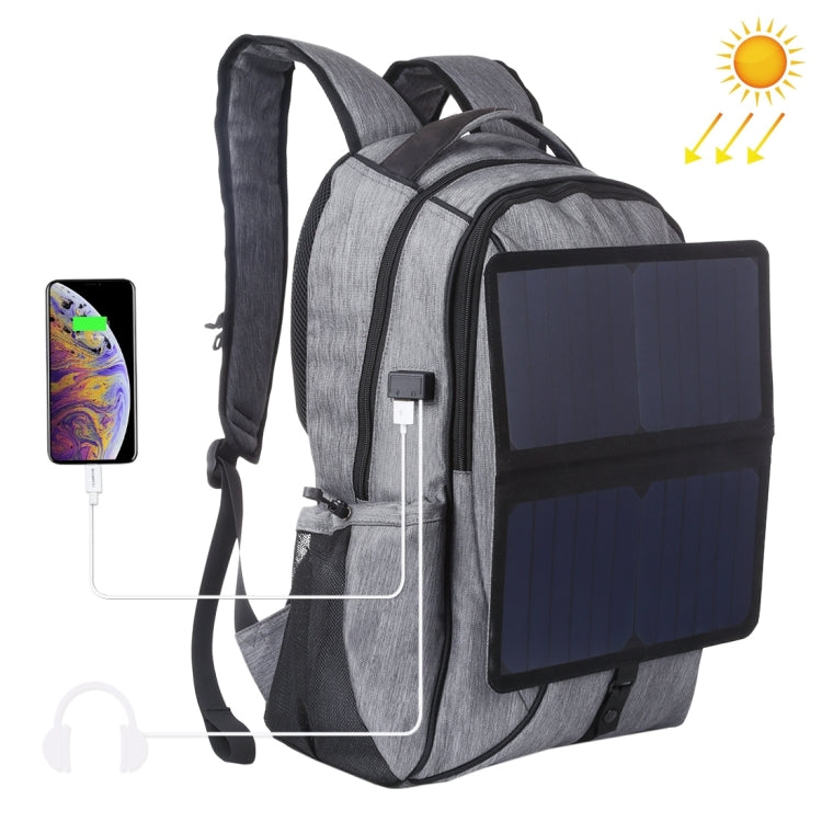 HAWEEL 14W Mochila para computadora portátil con hombros dobles de lona portátil para exteriores con energía solar extraíble plegable, salida USB: 5V 2.1A máx.