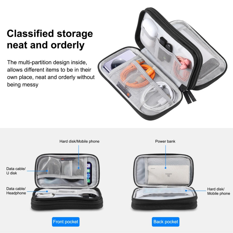 HAWEEL Organizador electrónico Bolsa de almacenamiento de doble capa para cables, cargador, banco de energía, teléfonos, auriculares, Double Layers Organizer
