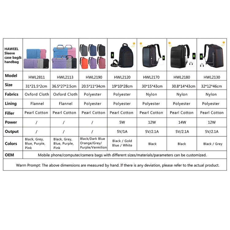 Mochila para ordenador portátil con panel solar HAWEEL de 14 W, con asa y puerto de carga USB máximo de 5 V/2,1 A, 14W Backpack 2