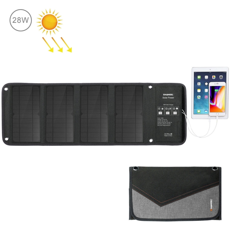 Cargador de panel solar plegable HAWEEL de 28 W con puertos USB duales de 5 V y 3 A máx., 28W Panel(B)