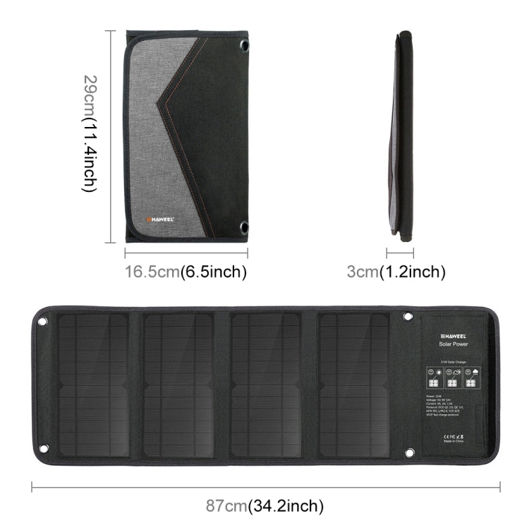 Cargador de panel solar plegable HAWEEL de 28 W con puertos USB duales de 5 V y 3 A máx., 28W Panel(B)