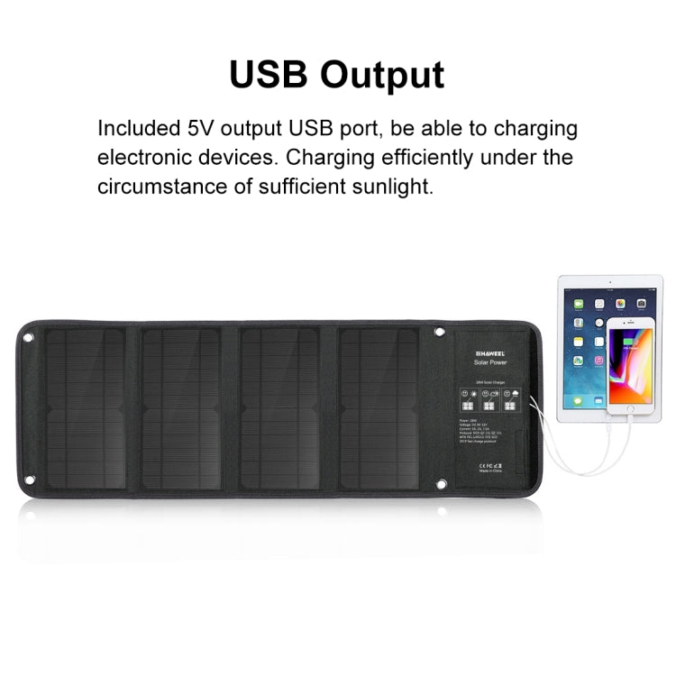 Cargador de panel solar plegable HAWEEL de 28 W con puertos USB duales de 5 V y 3 A máx., 28W Panel(B)