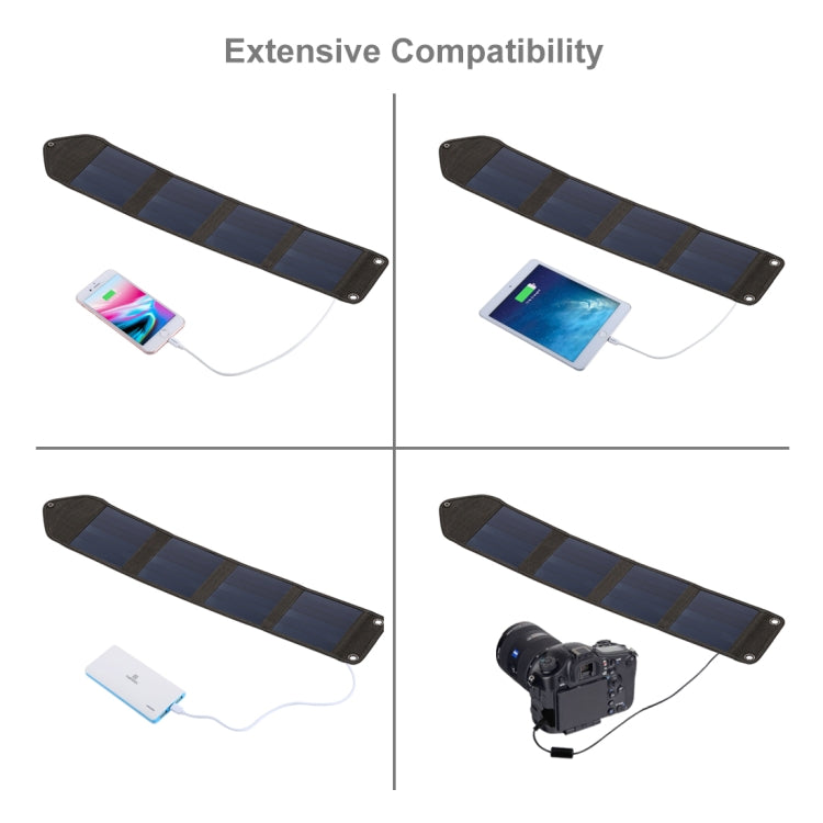HAWEEL 14W 5V 2.4A Cargador solar plegable portátil Bolsa plegable recargable para viajes al aire libre con 4 paneles solares y puerto USB, tamaño: S, 14W
