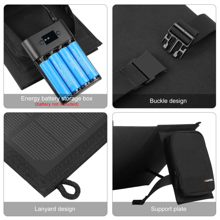 Bolsa cargadora de panel solar plegable HAWEEL de 12W y 2 paneles con puertos USB duales de 5V / 3.1A máx., compatible con QC3.0 y AFC, 12W 2 Panels
