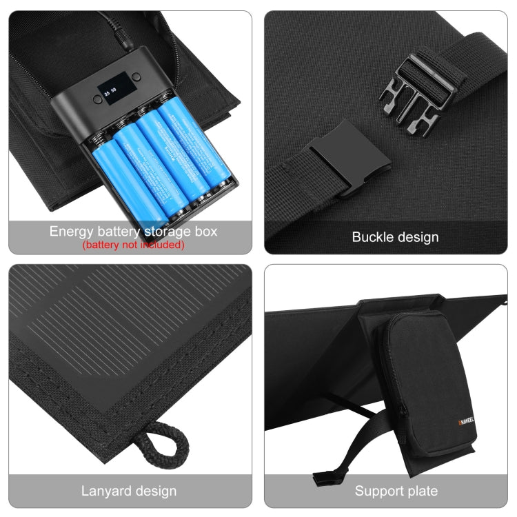 Bolsa cargadora de panel solar plegable HAWEEL de 18W y 3 paneles con puertos USB duales de 5V / 3.1A máx., compatible con QC3.0 y AFC, 18W 3 Panels