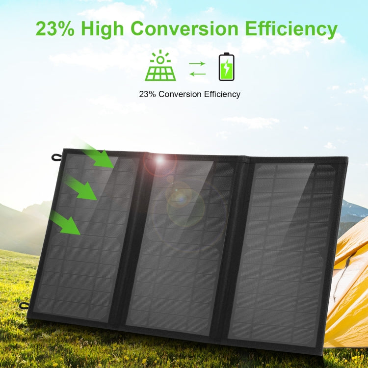 Bolsa cargadora de panel solar plegable HAWEEL de 18W y 3 paneles con puertos USB duales de 5V / 3.1A máx., compatible con QC3.0 y AFC, 18W 3 Panels